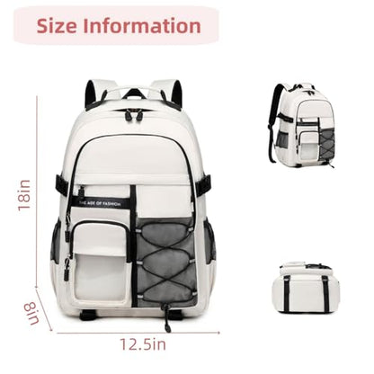 Laptop Backpack For Teen Boys Girls Durable Bookbag Middle High School Bag Women Men Waterproof Travel Daypack (2grey) - color: Grey
