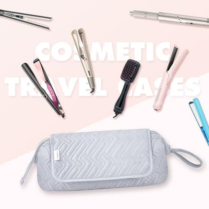 Leudes Hair Tools Travel Bag for Women Heat Resistant Mat for Travel Essentials Hot Tools Straighteners,Flat Irons,Curling Iron,Hot Air Brushes and Hair Dryer Organizer Bags 2 in 1 (Light Grey) - color: Light Grey
