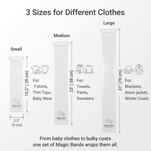 8 Pack Self-Adhesive Clothes Organizer Straps, Reusable Clothing Storage Bands for Shirts & Towels, Fabric-Safe Closet Organizer Straps for Drawer & Luggage Packing (Large)