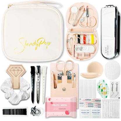 Women's Emergency Kit for Weddings 29 Essential Items for Brides Daily Use All in One Travel Kit Personal Care Survival Set for Team Bride - style: Queen Beige