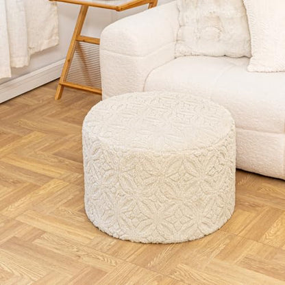 Plush Multi-Functional Ottoman Pouf – Ergonomic Ottoman Foot Rest with Space-Saving Design, Perfect Under Desks, Couches & Sofas (Linen) - color: Linen