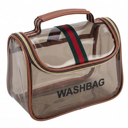Retro Clear Makeup Bag Waterproof Large Capacity Zipper Travel Toiletry Organizer for Women - size: M3