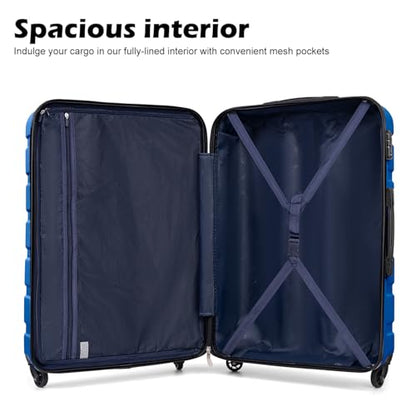 Coolife 3-Piece Lightweight Hardside Spinner Luggage Set with TSA Lock - color: Blue, size: 20in24in28in