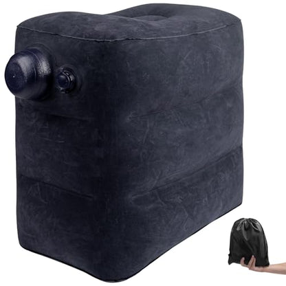 1 Pack Inflatable Travel Foot Pillow,Inflatable Leg Pillow Outdoor Stool, Adjustable 3 Layers Height Leg Rest Pillow for Airplane, Office, Home, Trains, Cars (1Pack Navy) - color: 1pack Navy