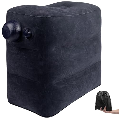 1 Pack Inflatable Travel Foot Pillow,Inflatable Leg Pillow Outdoor Stool, Adjustable 3 Layers Height Leg Rest Pillow for Airplane, Office, Home, Trains, Cars (1Pack Navy) - color: 1pack Navy