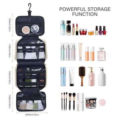 Hanging Toiletry Bag for Women Cosmetic Toiletries Travel Bag, Beige - color: Beige