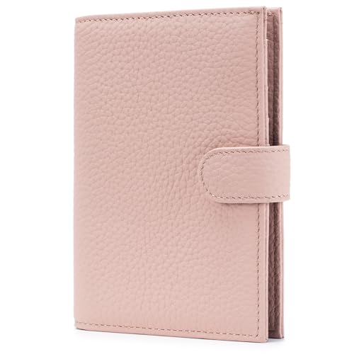 Leather RFID Slim Passport Holder for Travel Women – Passport Wallet for Men with Passport Cover & 3 Card Slots, Zippered Coin Pocket, Cash Holder – Travel Organizer Gift Ready(Pink) - color: Pink