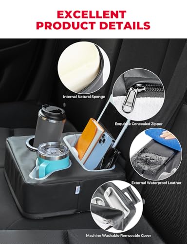KEMIMOTO Back Seat Cup Holder for Car, Couch Cup Holder, Car Truck Boat Organizer, Couch Sofa Bed Expander Tray Holds Drinks, Snacks, Remote, Cell Mobile Phone (Black) - color: Black