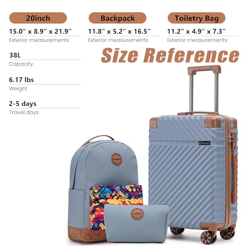 Cosbarn Carry On Luggage 22x14x9 Airline Approved, Hardside 20 Inch Carry on Suitcases with Wheels, Hard Shell ABS Lightweight Carry on Luggage Set, Travel Suitcase Set with TSA Lock, SkyBlue - color: SkyBlue, size: 3 Piece Sets (20/BP/TB)
