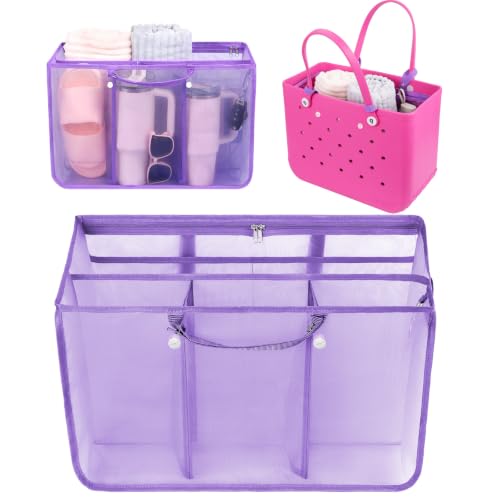 OUTXE Beach Bag Organizer Compatible with X Large Bogg Bag Accessories Inserts, Lightweight Mesh Insert Divider Pouch for Original XL Bogg Bags, Beach Tote Bags Insert for Organizing - color: #6-Purple, size: X-Large