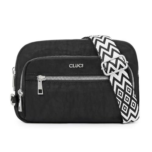 CLUCI Anti Theft Crossbody Bags for Women Travel Small Crossbody Bag Purses for Women RFID Nylon Belt Bag - color: Black