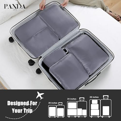PANDA JOYS 4 Set Compression Packing Cubes Travel - Travel Accessories Expandable Packing Organizers for Carry On - Essentials Luggage Bags - Dark Grey - color: Dark Grey