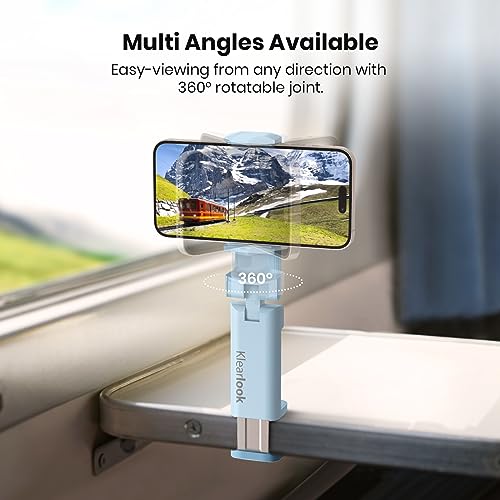 Klearlook 4 in 1 Adjustable Phone Stand - 360 Rotation Handsfree Viewing Flight Phone Holder, Foldable Travel Essentials, Accessory for Home/Office - Blue - color: Baby Blue