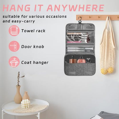 Toiletry Bag Travel Bag with Hanging Hook, Waterproof Shower Bathroom Hanging Toiletry Bag for Men Women,Small Multifunctional Makeup Cosmetic Bag,Portable Toiletries Bag Travel Organizer (Grey) - color: B4-Grey
