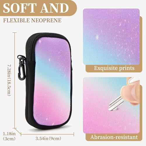 QIUTIMIY Sunglasses Soft Case Zipper Double Eyeglass Case with 2 Compartments 1 Belt Clip - color: Gradient