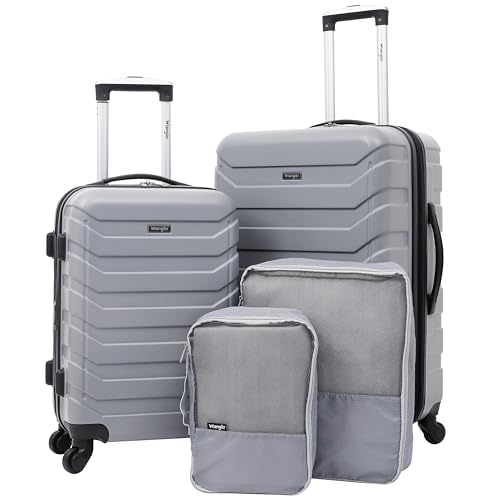 Wrangler 4 Piece Miami Luggage and Packing Cubes Set, Sharkskin - color: Shark, size: 4 Piece Set