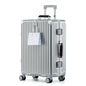 HotWay 26 Inch Hardside Checked Luggage with Leather Handle, PC Zipperless Suitcase with Spinner Wheels and TSA Locks, Lightweight Checked Luggage for Travel - color: Silver (Black Leather), size: Checked in 26inch
