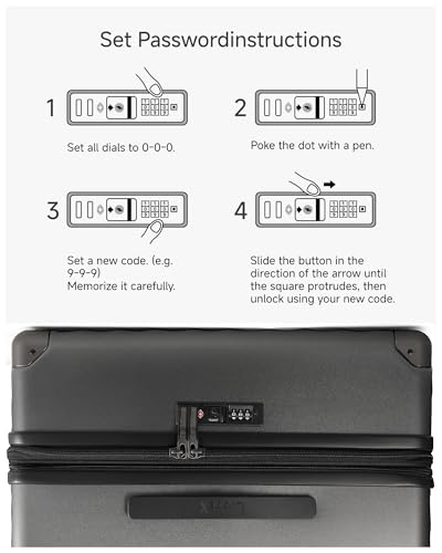 LUGGEX Luggage with Spinner Wheels, Polycarbonate Expandable Hard Shell Suitcase, 2 Piece Set, Charcoal Metallic - color: Charcoal Metallic, size: 2-Piece Set(20/28)