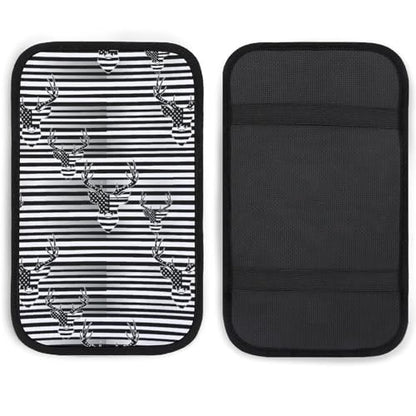 Neoprene Armrest Pad Cover Black and White American Flag Hunting Deer, Car Center Console Cover, Universal Waterproof Accessories for Most Vehicle, SUV - color: Picture (77)
