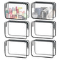 6 Pieces Clear Cosmetics Bag Bulk, TSA Approved Toiletry Bag for Travel, PVC Zippered Clear Pouch Cosmetic Makeup Bag Waterproof Vinyl Plastic Organizer Case for Vacation Bathroom (Large) - color: 6 Large Black