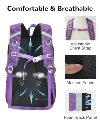 20L Small Waterproof Hiking Backpack Men Women, Lightweight Small Travel Backpack for Outdoor, Purple - color: Purple