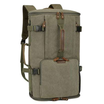 G-FAVOR Travel Backpack for Men, 40L Flight Approved Carry On Backpack, Water Resistant Canvas Rucksack with 17.3" Laptop Sleeve, Convertible Duffel Bag for Airplane, Business & Travel - color: Green