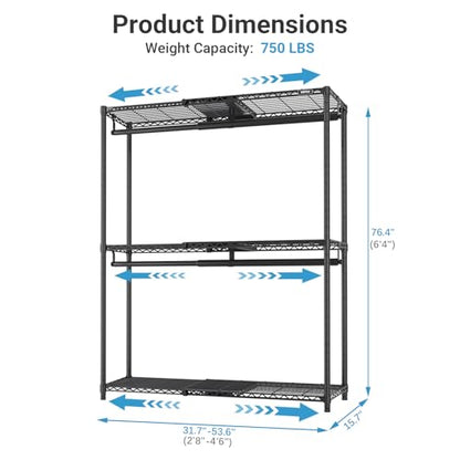 VIPEK X1 Plus Expandable Reach-in Closet Adjustable from 2'8" to 4'6" with Adjustable Shelves and Hanger Rods Clothes Rack Heavy Duty, Metal Clothing Racks Portable Walk-in Closet, Black - color: Black, size: X1 Plus
