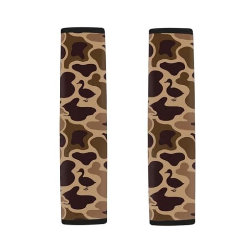 2Pcs Car Seat Belt Cover Pads, Anti-Slip Brown Duck Camo Shoulder Strap Protects Universal Auto Seat Straps for Vehicle Truck SUV Van Sedan, Backpack Straps - color: Brown Duck Camo