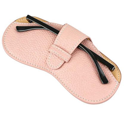 Leather Glasses Case, Portable Lightweight Soft Eyeglass Case, Travel Sunglasses Protective Case for Women Men - color: Pink
