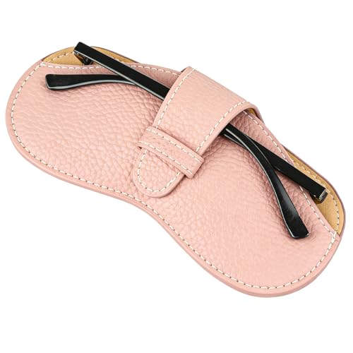 Leather Glasses Case, Portable Lightweight Soft Eyeglass Case, Travel Sunglasses Protective Case for Women Men - color: Pink