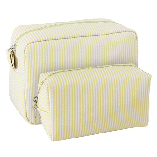 2pcs Makeup Bag Travel Toiletry Bag for Women Lightweight Make Up Bag Purse Organizer Pouches Large Cosmetic Bag Small Makeup Pouch Medicine Bag Travel Essentials for Women Yellow - color: yellow