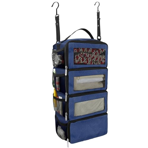 Olosar Suitcase Organizer, Travel Luggage Organizer Portable Hanging Travel Shelves Collapsible Hanging Packing Cubes for Carry on Suitcase - color: Navy blue-S, size: Small