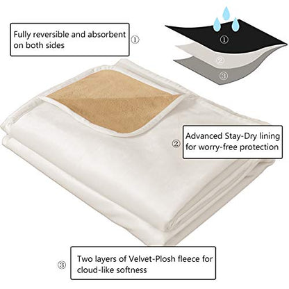 Ameritex Pet Bed Blanket Reversible 100% Waterproof Velvet Super Soft for Sofa and Bed (40x60 Inches, Cream+Sand) - color: Cream+sand, size: 40x60 Inches