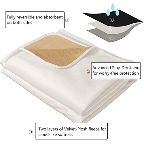 Ameritex Pet Bed Blanket Reversible 100% Waterproof Velvet Super Soft for Sofa and Bed (52x82 Inches, Cream+Sand) - color: Cream+sand, size: 52x82 Inches