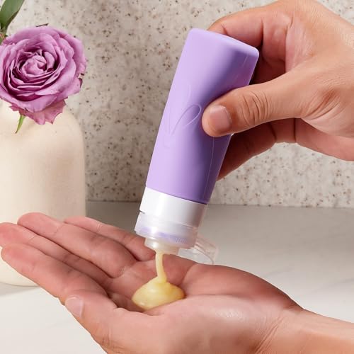 INSFIT 17 Pack Travel Bottles for Toiletries, TSA Approved 3oz 2oz Travel Size Toiletries, BPA Free Leak Proof Squeezable Silicone Tubes Travel Essentials for Shampoo Conditioner Lotion Soap - color: Purple