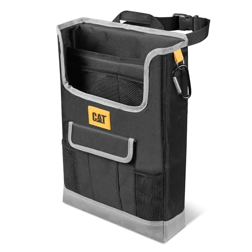 CAT® Car Seat Organizer for Cars Trucks SUVs, Removable Portable On-The-Go, Securely Attaches to Front or Rear Seats, Adjustable Straps, Car Accessories Compact Caddy for Travel Driving - Black - color: Black