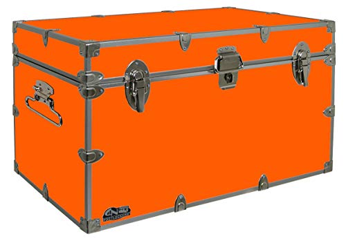 C&N Footlockers - XL Graduate Storage Trunk - Made in the USA - STEEL Footlocker for College Dorm Room & Summer Camp - 32 x 18 x 18.5 Inches (Orange) - color: Orange