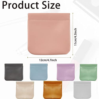 CANIPHA 8pcs Lambskin Pocket Cosmetic Bag, Waterproof Portable Small Makeup Bag No Zipper Self-closing Pouch for Women Mini Travel Storage Cosmetics Headphones Jewelry - color: 8pcs