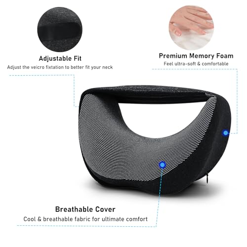 3-in-1 Memory Foam Travel Neck Pillow – Adjustable, Machine Washable & Portable for Airplane, Car, Office – Converts to Scarf & Eye Mask – Ultimate Neck Support for Long Flights - color: Bw, size: Small