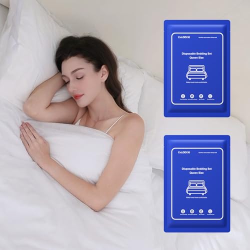 2 Pack Disposable Bed Sheet Queen Size, Disposable Sheet for Travel, Disposable Sheets for Hotel with Quilt Cover and Pillowcase,Travel Sheet for Hotel Travel Essentials for Cruise,Camping,SPA - color: 2 Pack - Queen