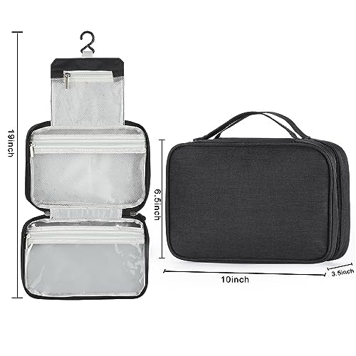 Etercycle Compact Travel Toiletry Bag for Women & Men, Waterproof Hanging Shower Organizer with Hook, Portable Foldable Wash Pouch for Bathroom/Shaving/Camping - Small-Size Space-Saving Design- Black - color: Black