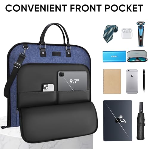 BALEINE Travel Garment Bag, Travel Suit Bag for Men, Water Resistant Carry on Garment Bag for Hanging Clothes, Garment Duffel Bag for Travel Business (Blue) - color: Blue