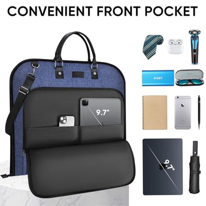 BALEINE Travel Garment Bag, Travel Suit Bag for Men, Water Resistant Carry on Garment Bag for Hanging Clothes, Garment Duffel Bag for Travel Business (Blue) - color: Blue