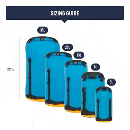 Sea to Summit eVac Compression Dry Bag, Waterproof Compression Sack, 13 Liter, High Rise Grey - color: High Rise Grey, style: 13 Liter