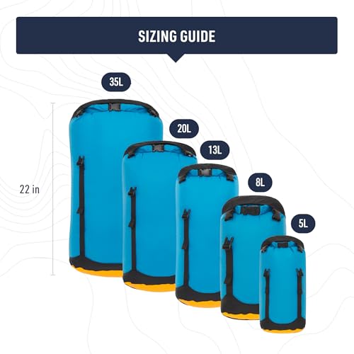 Sea to Summit eVac Compression Dry Bag, Waterproof Compression Sack, 8 Liter, High Rise Grey - color: High Rise Grey, style: 8 Liter