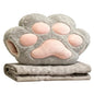 RYOLOY Cat Paw Warm Hand Pillow,with 66 * 35Inch Travel Blanket,2 in 1 Travel Pillow and Blanket Set,for Car Office Camping Essentials (Grey) - color: Grey