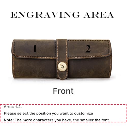 Personalized Custom Name Watch Case Roll Organizer, Luxury Genuine Leather Travel 3-Watches Case For Watch/Bracelet (06 Coffee) - color: 06 Coffee