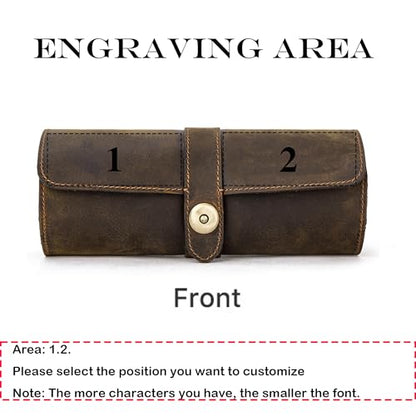 Personalized Custom Name Watch Case Roll Organizer, Luxury Genuine Leather Travel 3-Watches Case For Watch/Bracelet (06 Coffee) - color: 06 Coffee