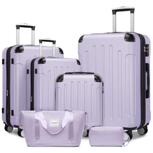 Luggage Sets 6 Piece, Expandable Luggage Set Clearance for Women, Suitcases with Wheels, Hardside Hard Shell Travel Luggage with TSA Lock (Lavender Purple, 6pcs) - color: Lavender Purple, size: 6 piece set