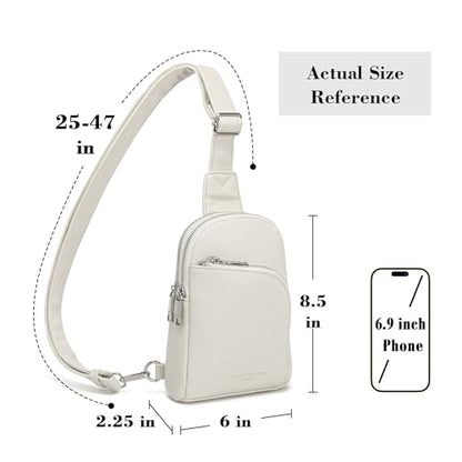 INICAT RFID Blocking Sling Bag, Anti Theft Crossbody Bag for Women Compact Travel Purses Leather - color: White